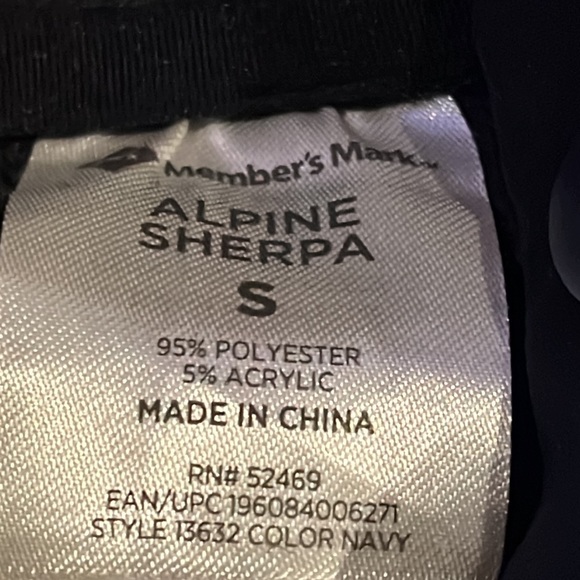 Members Mark Navy Speckled Sherpa Alpine Pullover Jacket size small - Picture 5 of 6